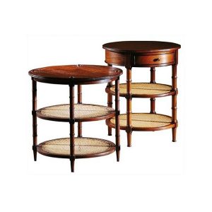 bamboo style round rattan side tables