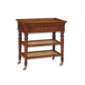 Colonial side table rattan shelves