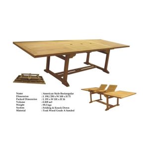 rectangular extendable table 190/290