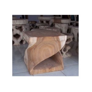 curved stool table suar wood slat